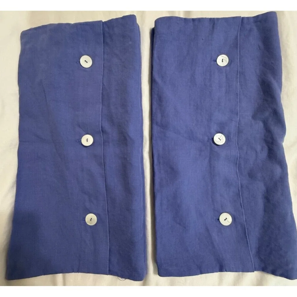 Pottery Barn 100% Linen Shams‎ Purple White Shell Like Buttons 19